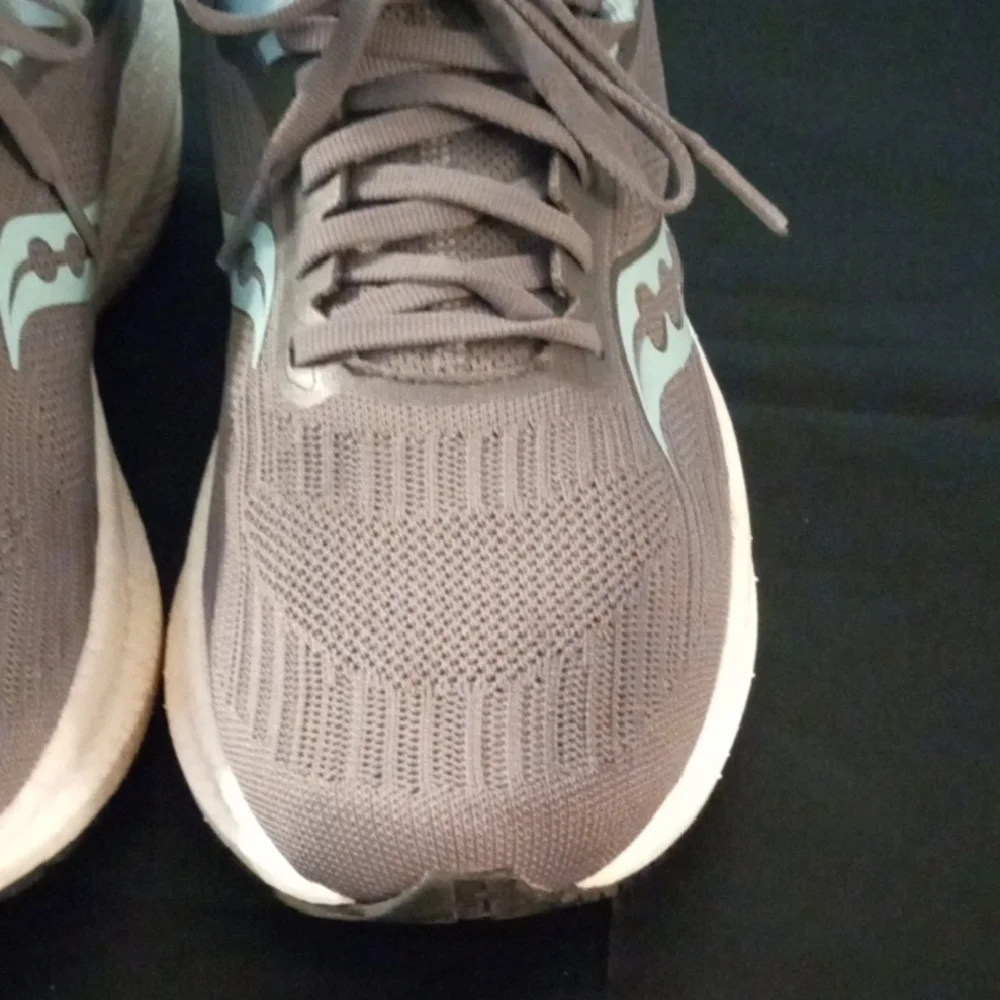 Saucony Triumph 21 Gravel Aqua Athletic Comfort Running Shoes - Picture 14 of 16